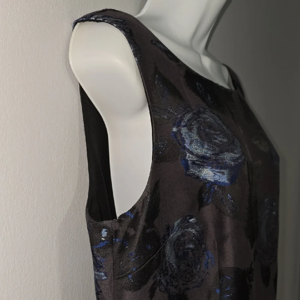 Talbots Black and Blue Floral Midi Dress - Picture 4 of 12